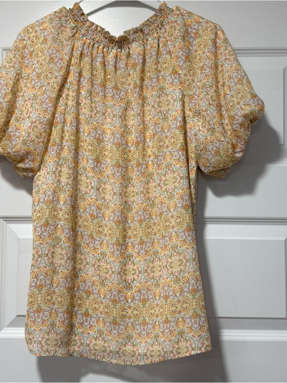 Show Me Your MuMu Pale Yellow Paisley V-Neck Blouse - Picture 6 of 11
